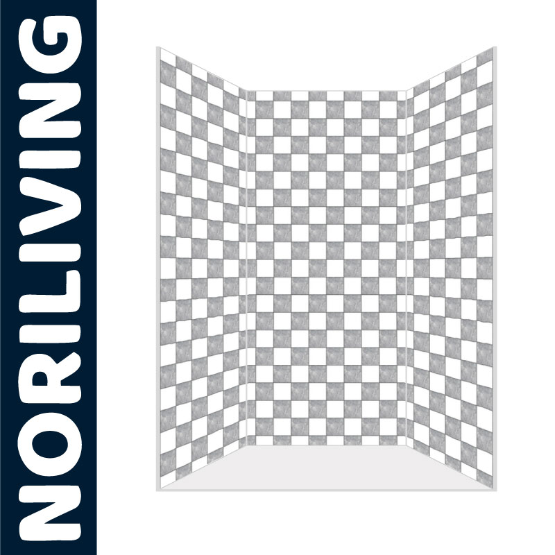 Dekorativer Raumtrenner mit Schachbrettmuster von Noriliving Noriliving Raumtrenner mit grauem und weißem Schachbrettmuster