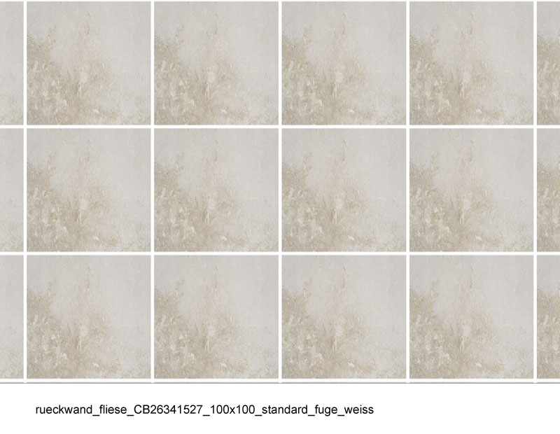 Moderne Rückwandfliese 100x100 cm mit Standardfuge in Weiß Beige Rückwandfliese in 100x100 cm Größe, Standardfuge Weiß, geeignet für Küche und Bad