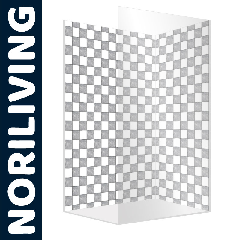 Praktischer Raumteiler mit Karomuster von NORILIVING Weiß-grauer Karomuster-Raumteiler von NORILIVING in modernem Design