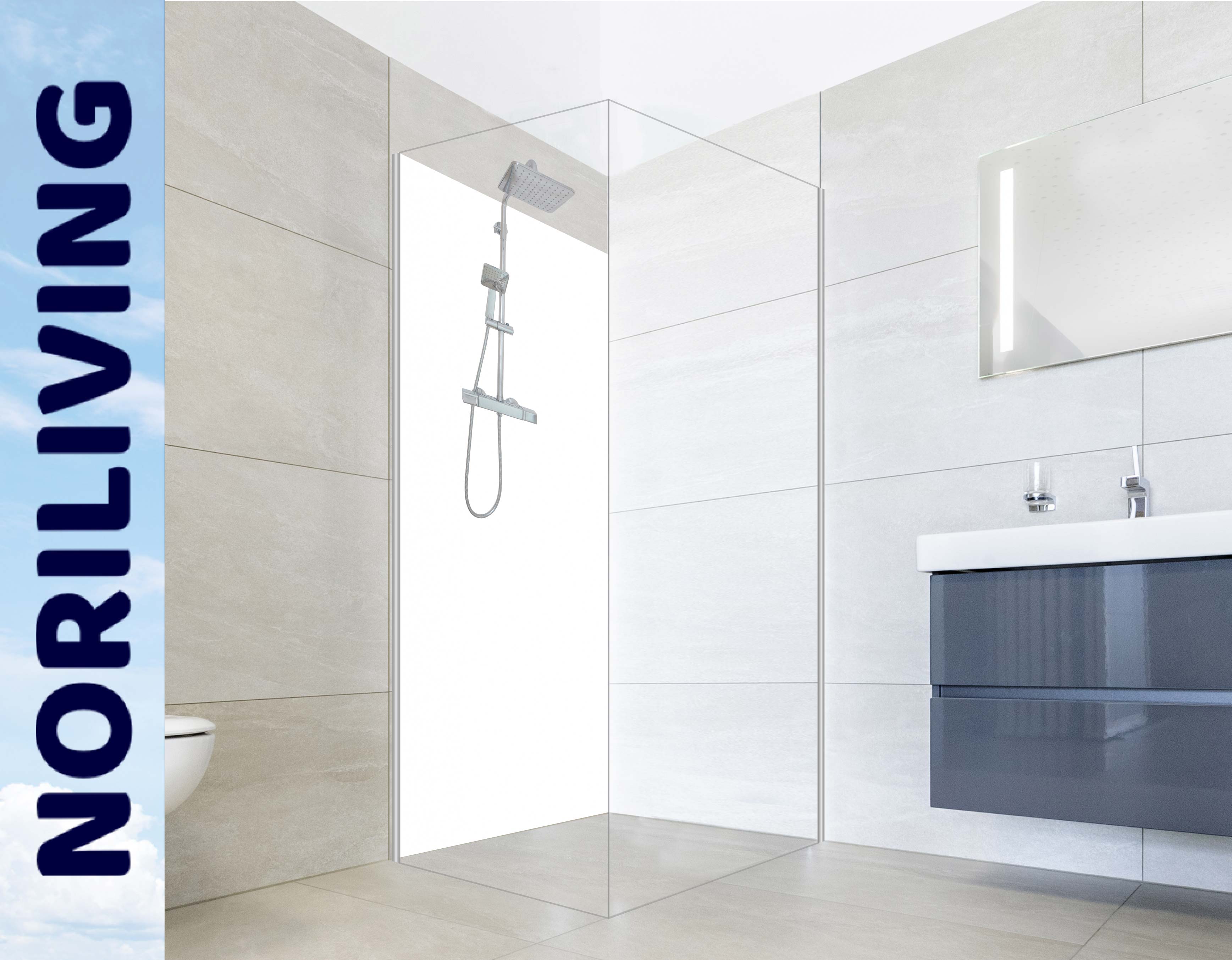 Moderne Duschkabine von NORILIVING im eleganten Badezimmer Moderne Duschkabine von NORILIVING im stilvollen, hellen Badezimmer