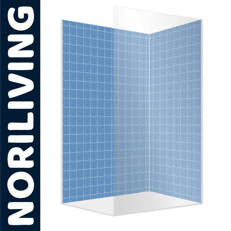 NORILIVING Falttür mit blauem Kachelmuster für Badezimmer Falttür von NORILIVING mit blauem Kachelmuster, ideal für das Badezimmer