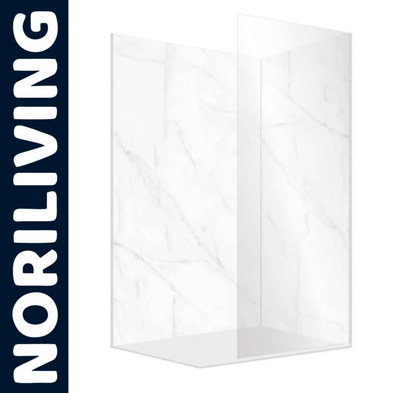 NoriLiving Duschkabine mit Marmoroptik - moderne Badlösung Abbildung einer NoriLiving Duschkabine mit eleganter Marmoroptik