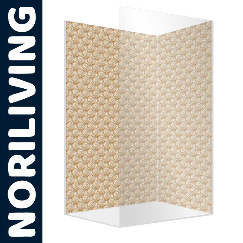 Dekorative Raumtrennwand von NoriLiving mit klassischem Muster Raumtrennwand mit beige-goldenem, klassischem Muster von NoriLiving