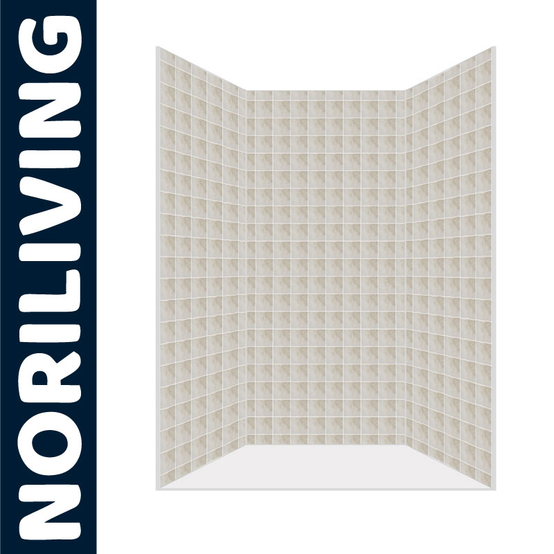 Eck-Kacheln Beige von Noriliving - Moderne Wandverkleidung Abbildung von beigen Eck-Kacheln von Noriliving für Wände, modernes Design