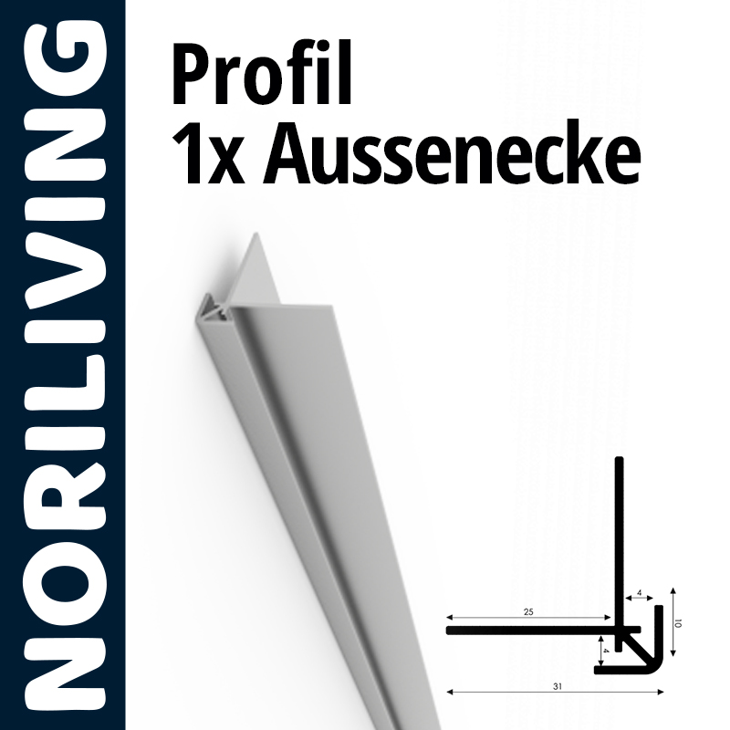 NORILIVING Profil 1x Außenecke Profil von NORILIVING, 1x Außenecke, mit Abmessungen gezeigt